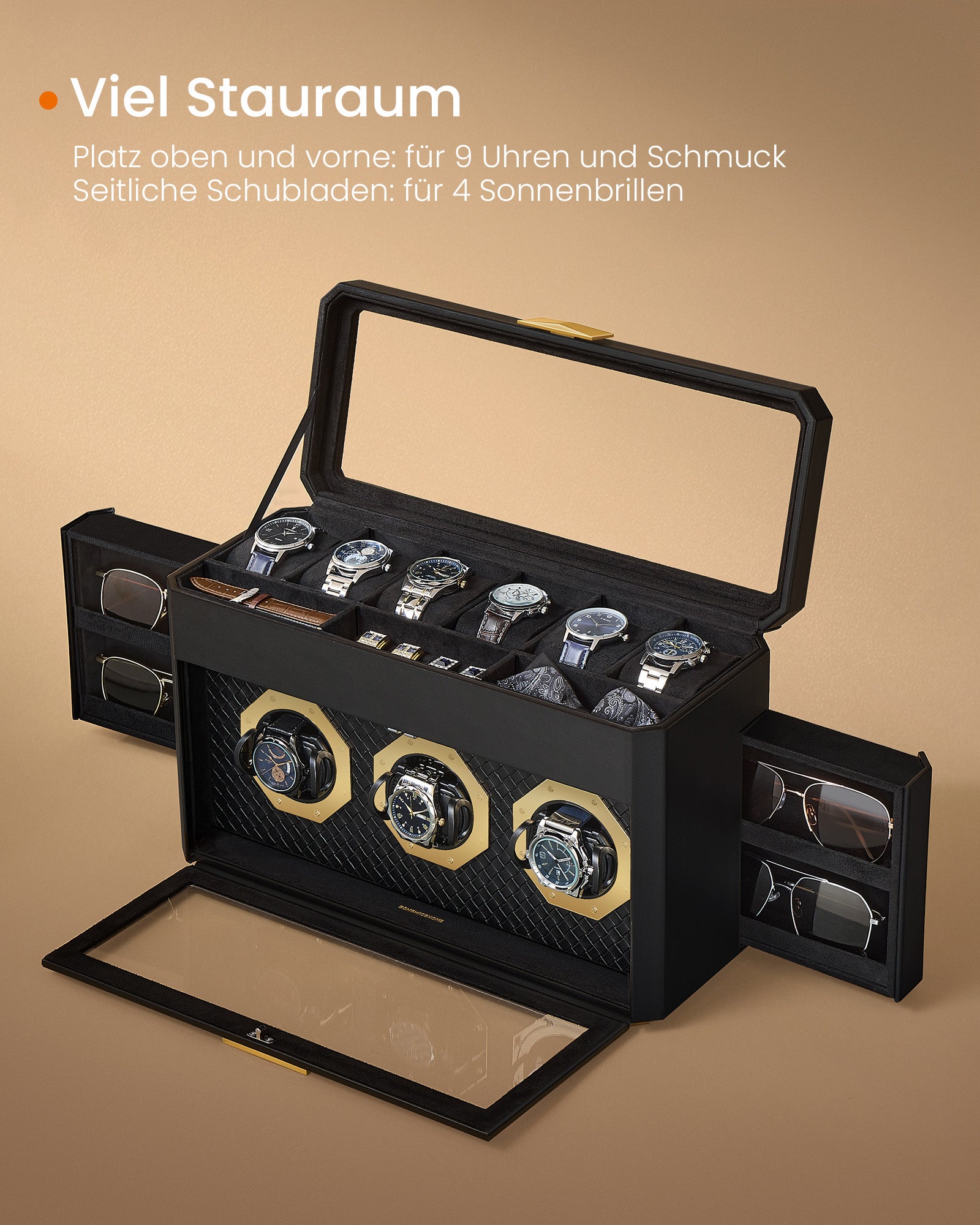 Klockbox – för 9 klockor – bläcksvart