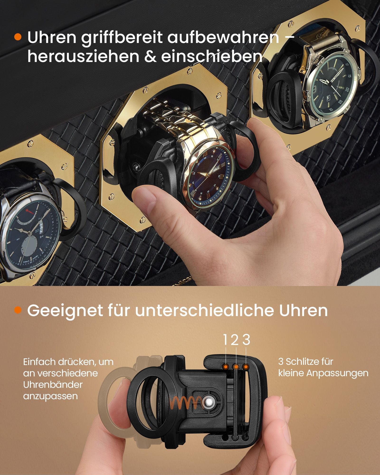 Klockbox – för 9 klockor – bläcksvart