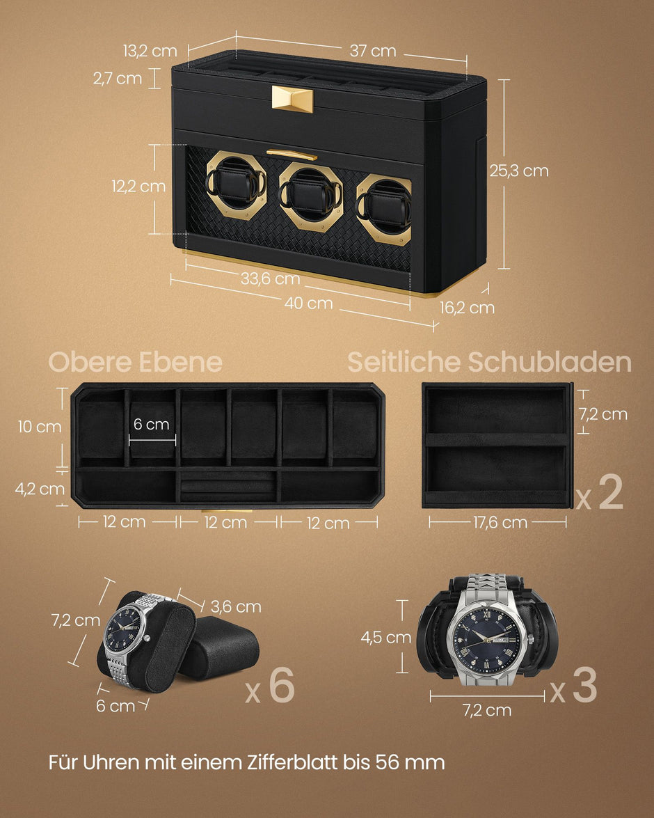 Klockbox – för 9 klockor – bläcksvart