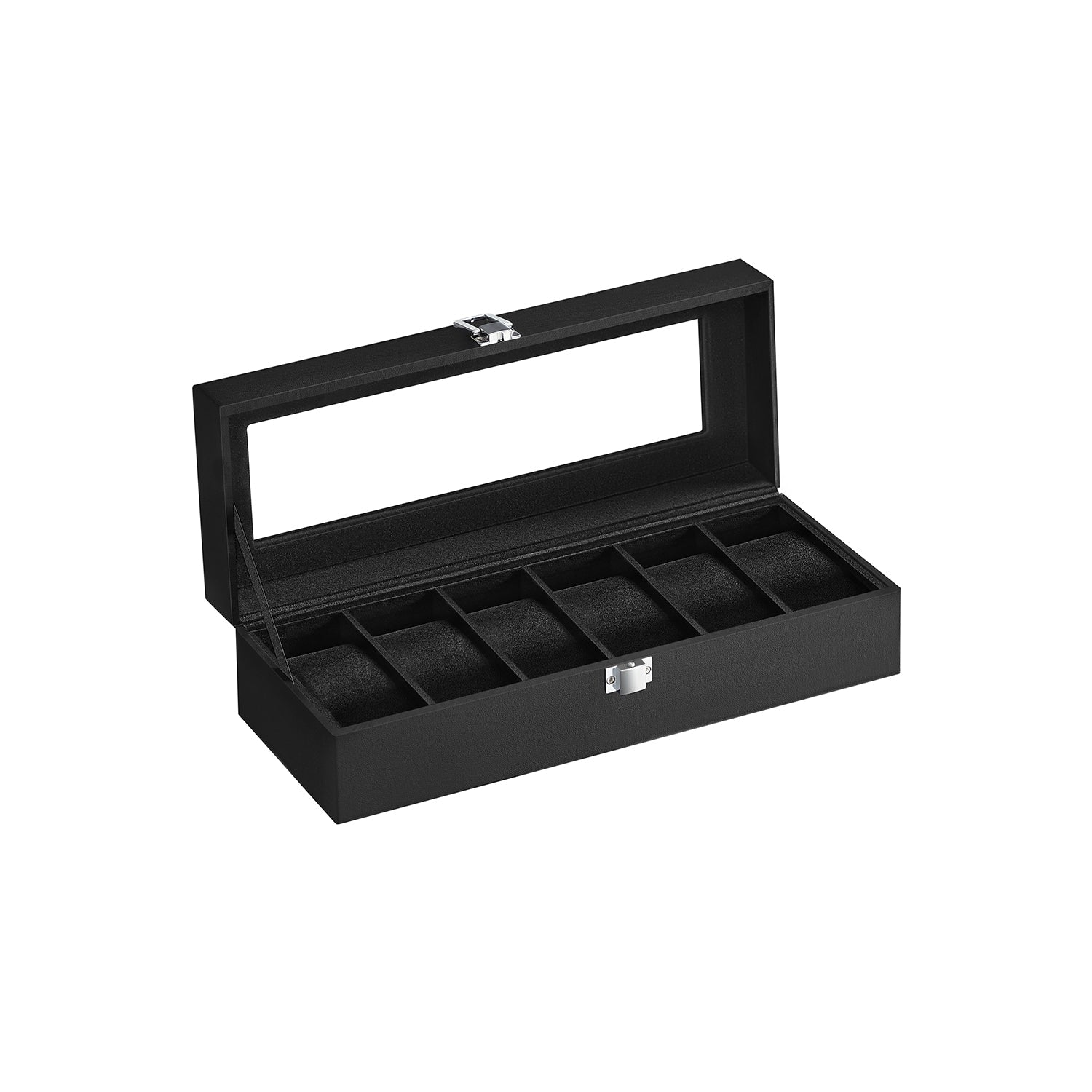 Watchbox - Watch Cabinet med glaslock - för 6 klockor - Svart