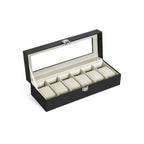 Watchbox - Watch Cabinet med glaslock - för 6 klockor - Svart
