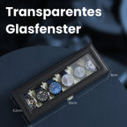 Titta på lådan med glaslock - 6 fack för klockor, elegant skärm