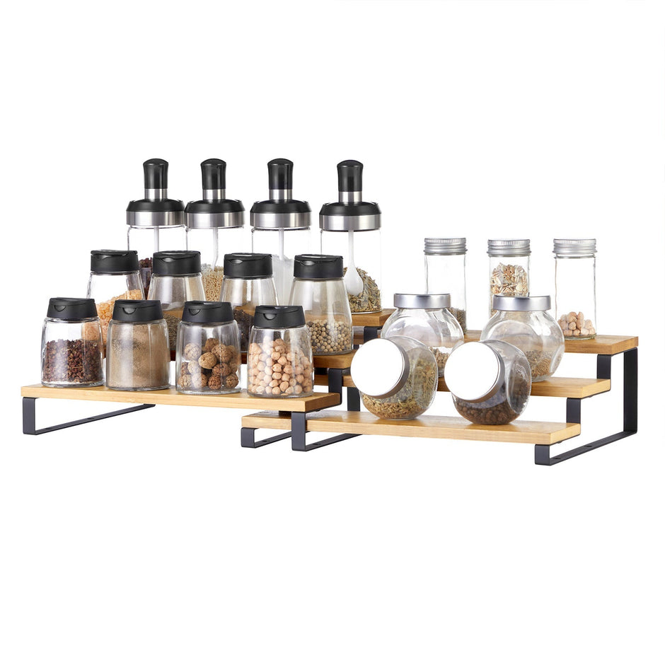 Kryddställ – Utdragbar design – Set om 2 – Natur/svart