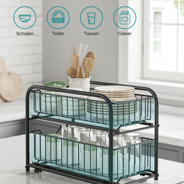 Köksskåpsskåp – stapelbar – stål – klassisk svart