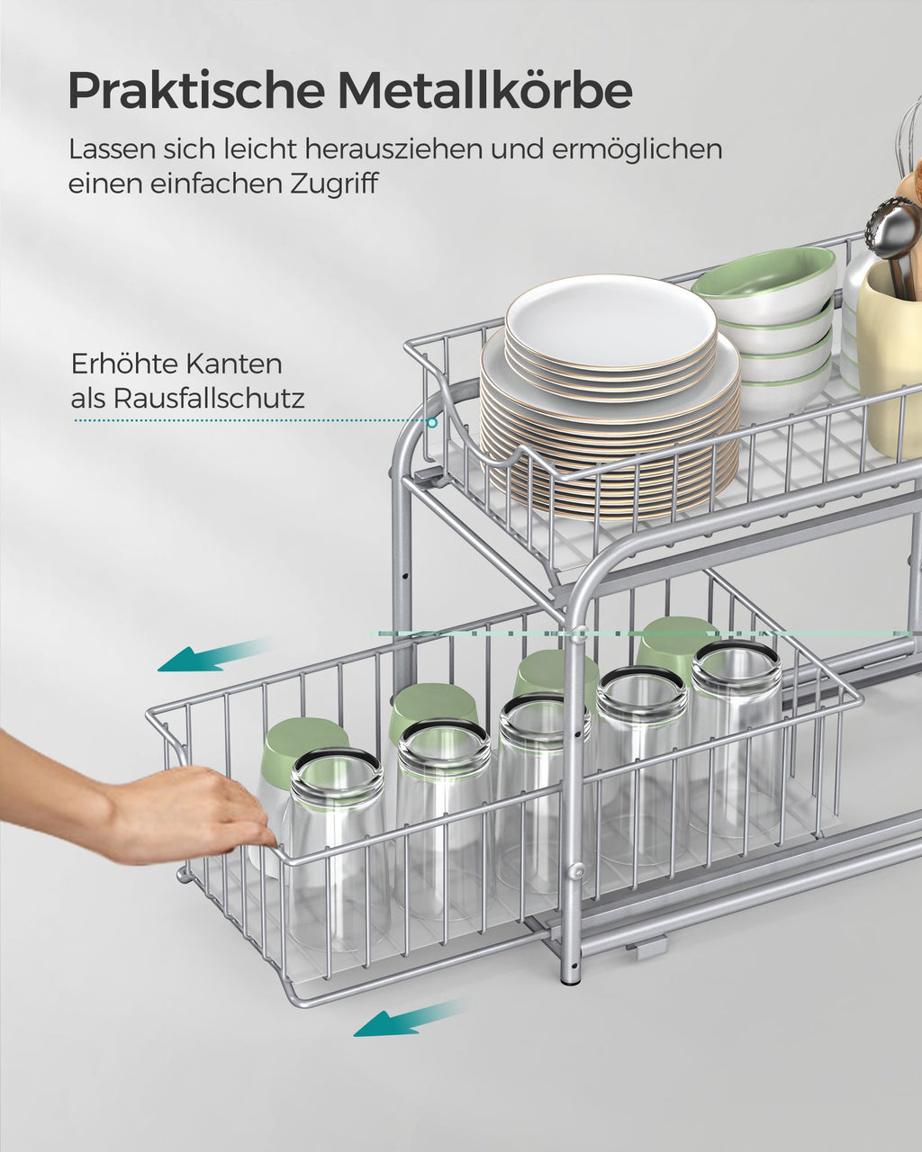Köksgjutningsarrangör - Uppsättning av 2 - Metalliskt silver