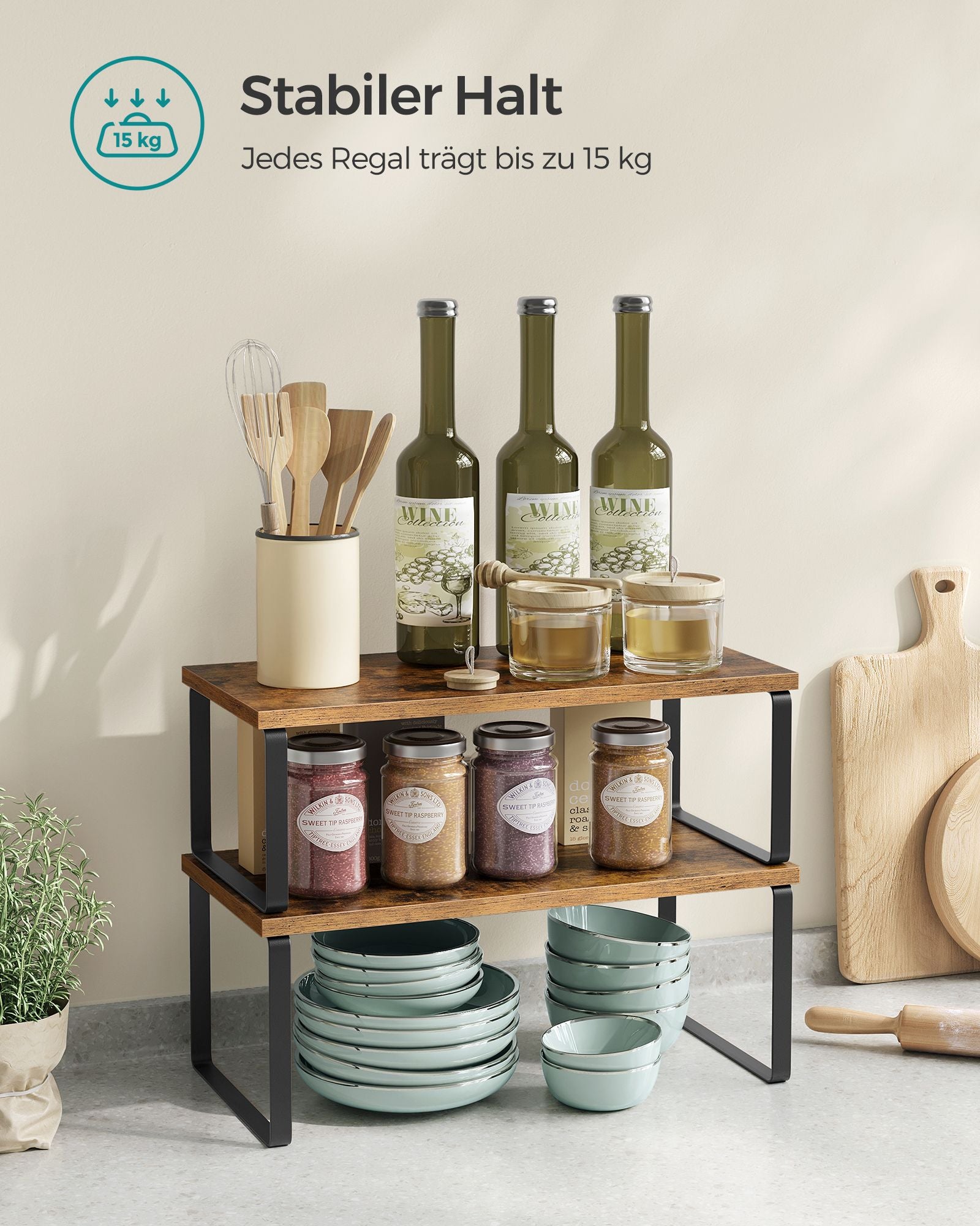 Kryddställ – set om 4 – metallram – bläcksvart och vintagebrun