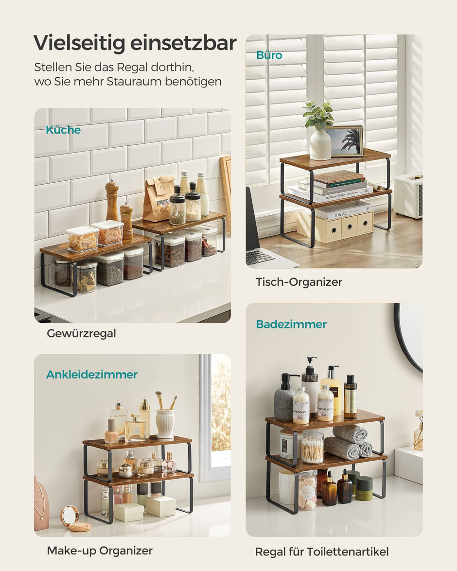 Kryddställ – set om 4 – metallram – bläcksvart och vintagebrun