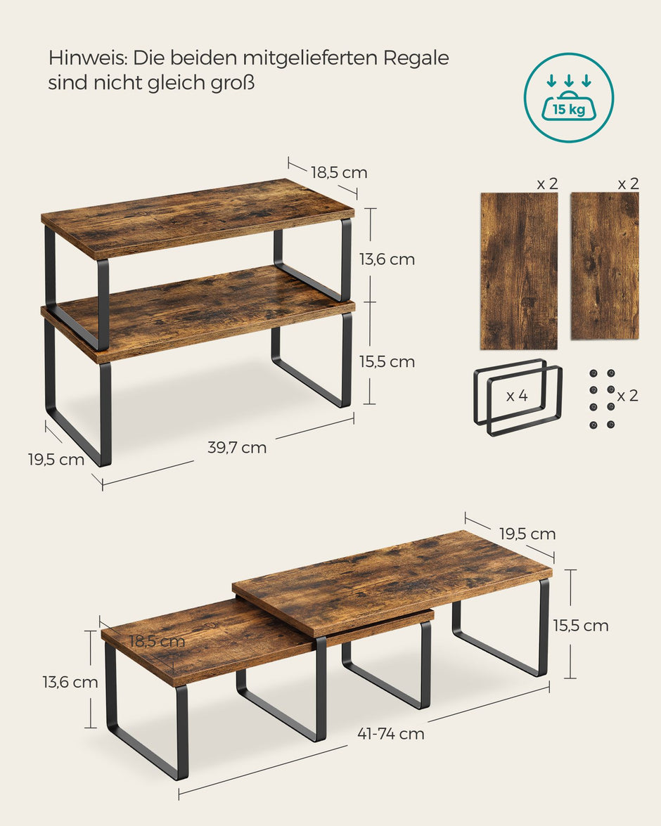 Kryddställ – set om 4 – metallram – bläcksvart och vintagebrun