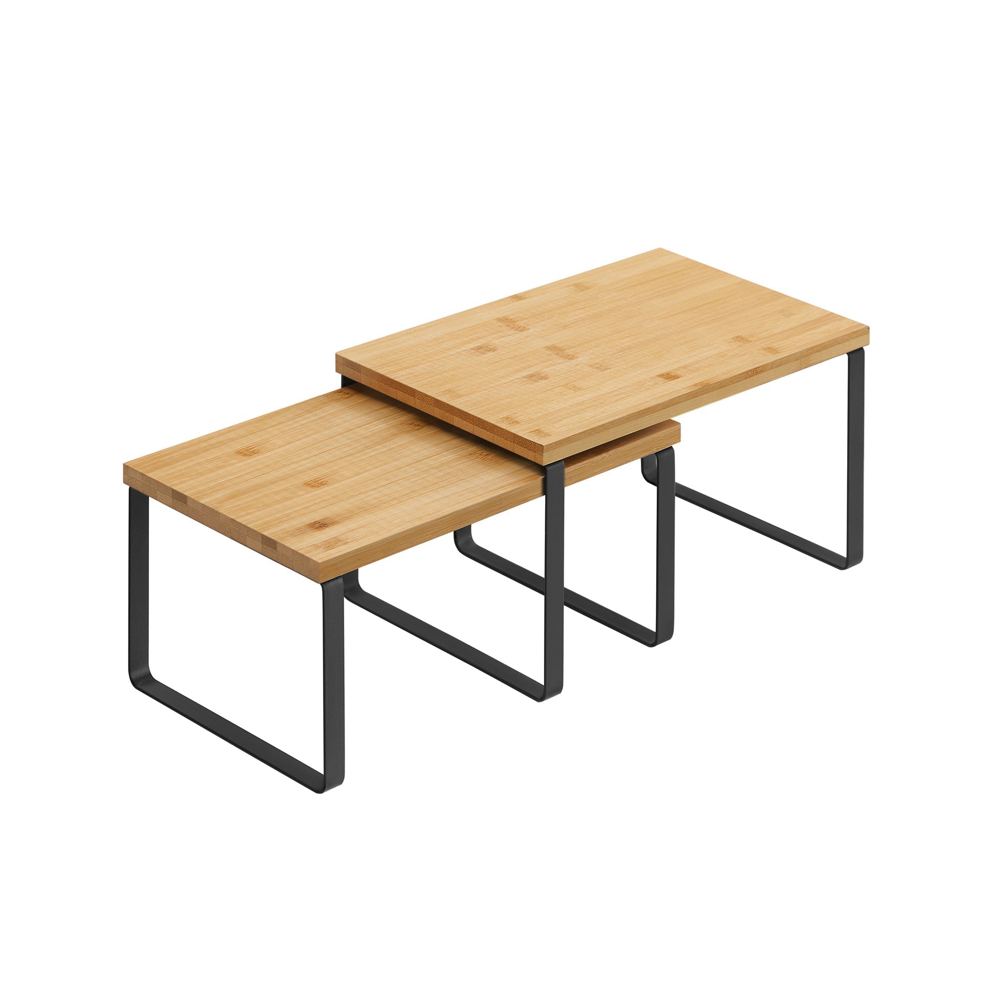 Örtställen - Köksplankor - Köksarrangörer - Uppsättning av 2 - Metallram - White / Naturel