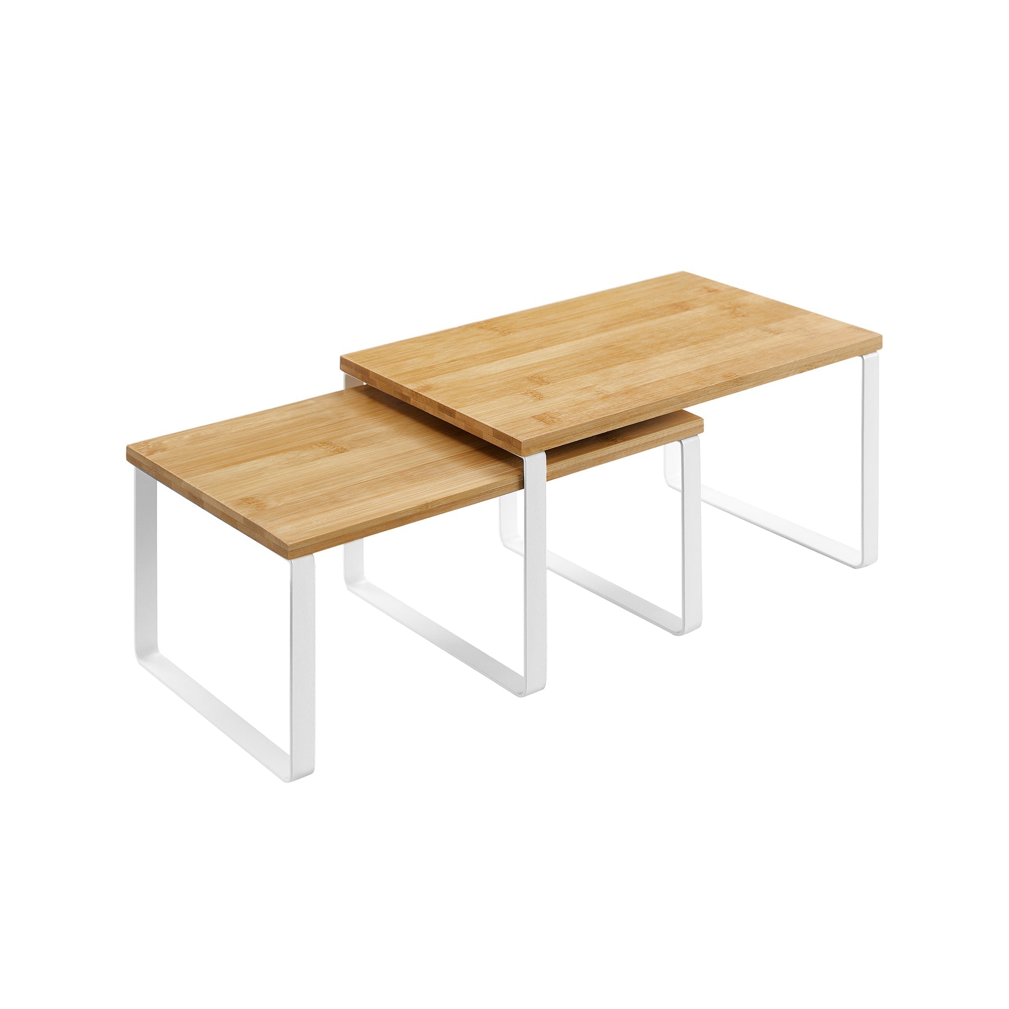 Örtställen - Köksplankor - Köksarrangörer - Uppsättning av 2 - Metallram - White / Naturel