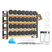 Kruidenrek - 4 Planken - 28 Potjes - Met Etiketten - Inktzwart-Naturel Beige