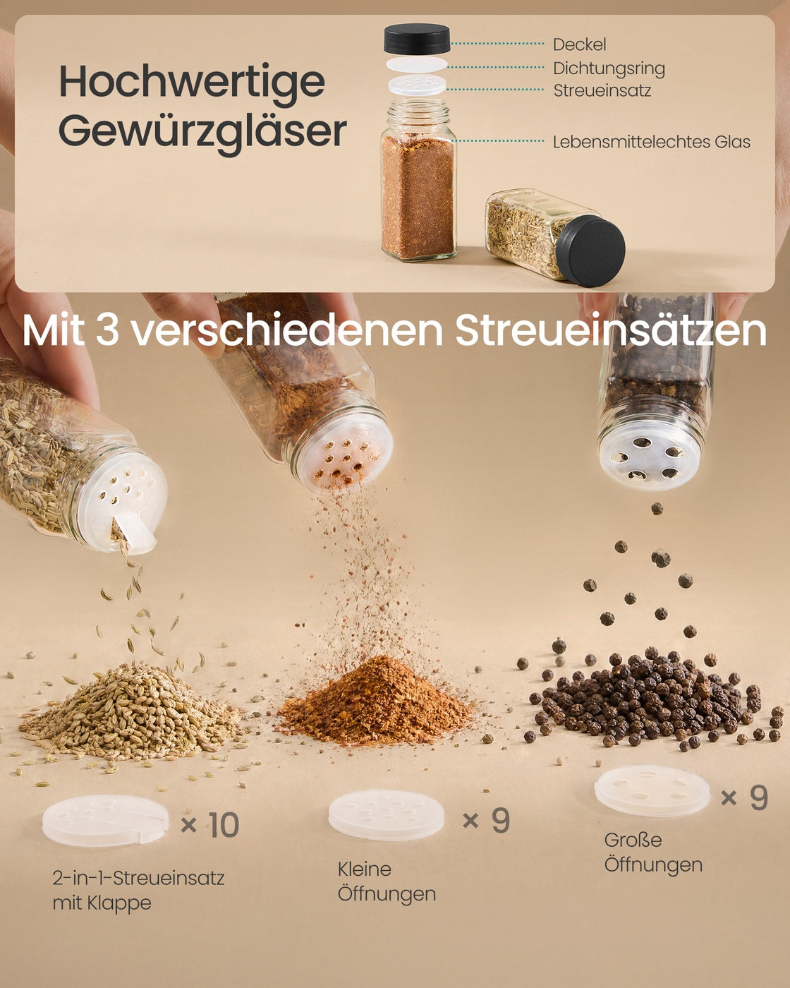 Kruidenrek - 4 Planken - 28 Potjes - Met Etiketten - Inktzwart-Naturel Beige