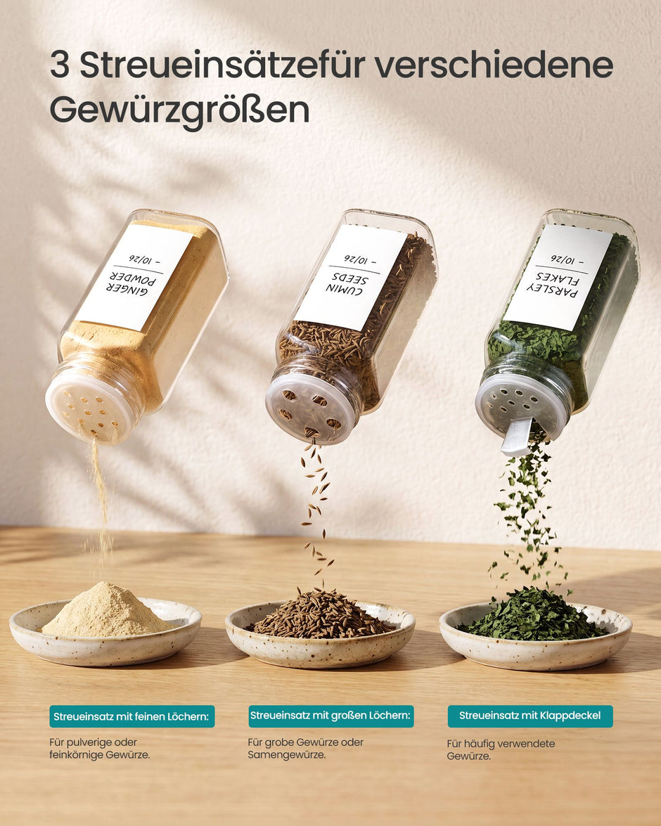 Kruidenpotjes Glas – Set van 12 – 120 ml – Met Strooideksel en Etiketten – Bamboe