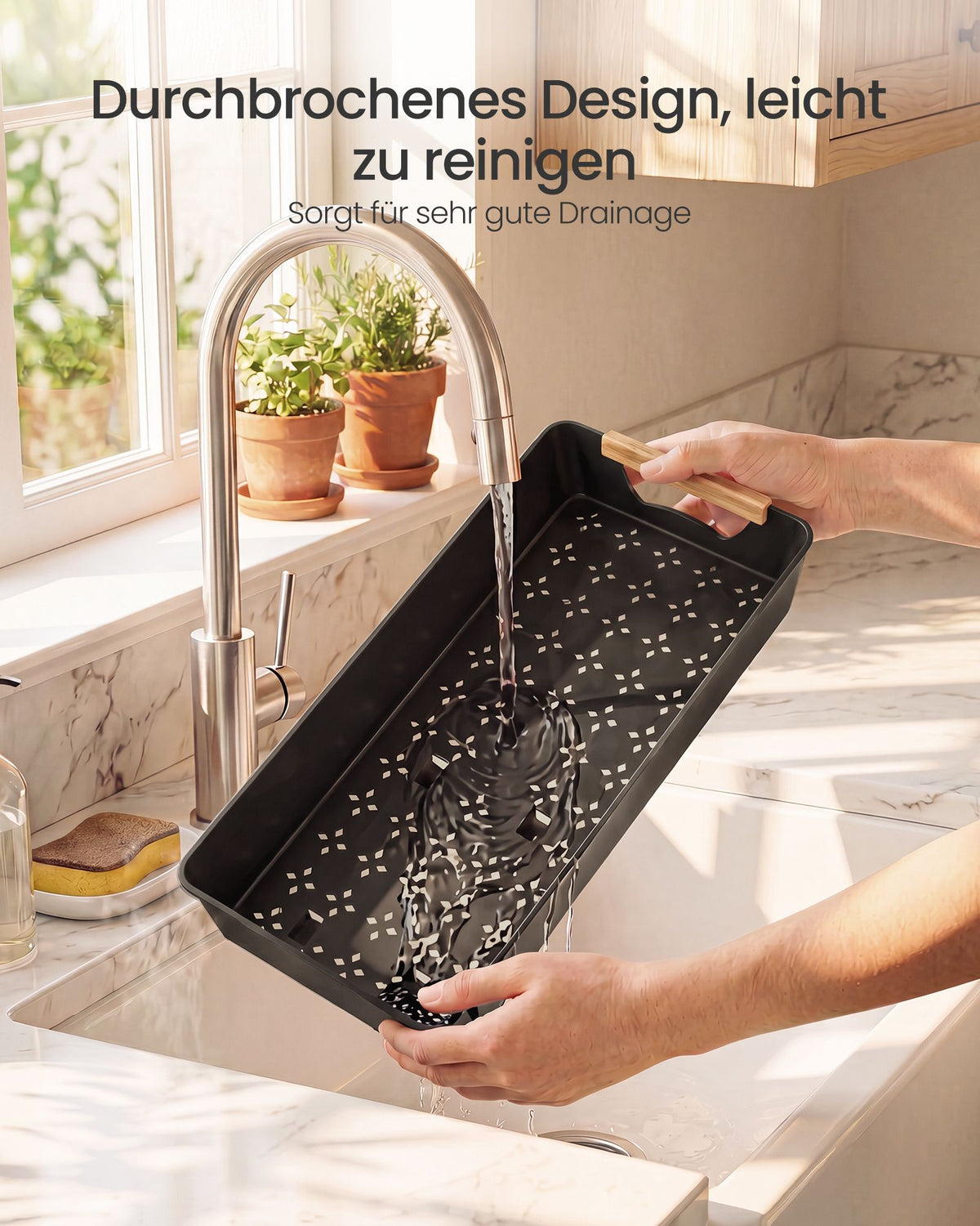 Gootsteenorganizer - L-vormig voor Onderkast - Uittrekbaar - Inktzwart - 40 x 29,5 x 41,5 cm