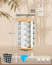 Draaibaar Kruidenrek - 20 Potjes - Met Etiketten - Mat Wit-Naturel Beige