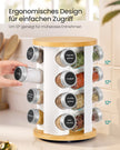 Draaibaar Kruidenrek - 16 Potjes - Met Etiketten - Mat Wit-Naturel Beige