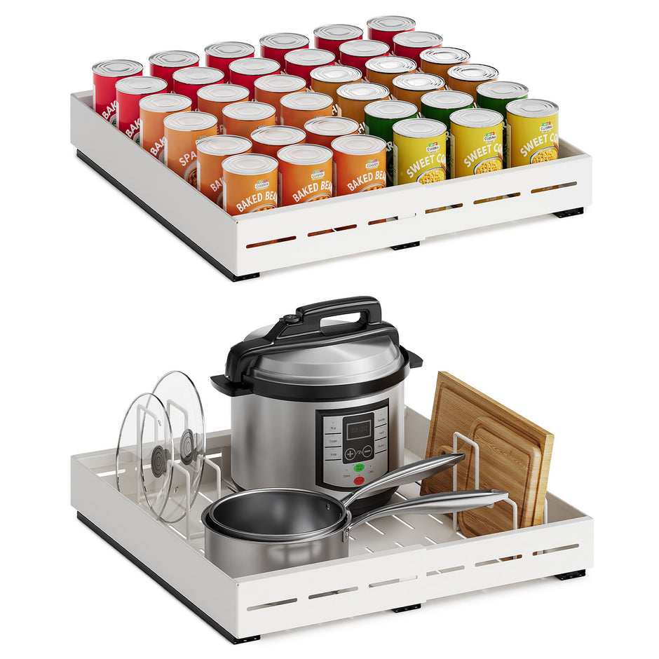 Uittrekbare Kastlades – Set van 2 – In Breedte Verstelbaar 30-51,5 cm – 53,4 cm Diep – Matwit