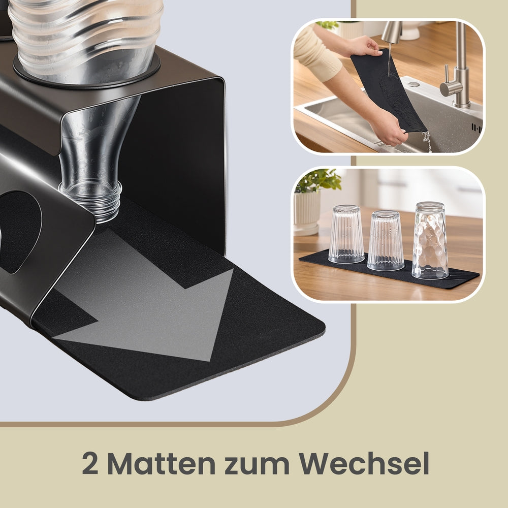 Flessendroogrek - Voor 3 Flessen - Staal - Zwart