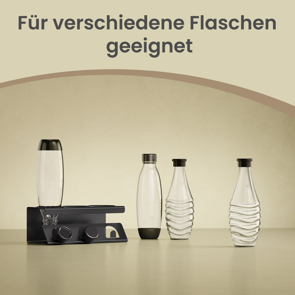 Flessendroogrek - Voor 3 Flessen - Staal - Zwart
