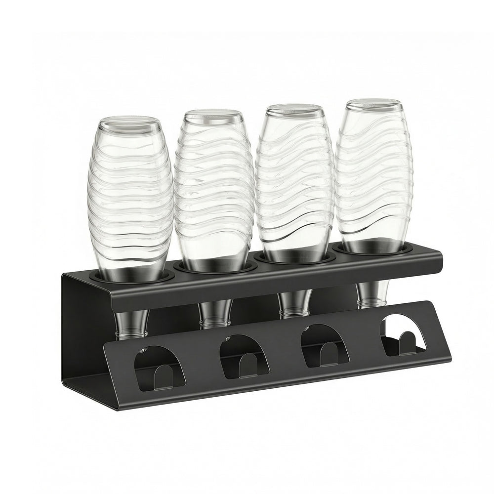 Flessenhouder - 13,7 x 40 x 11,7 cm - Staal en PP-kunststof - Zwart - Maximaal draagvermogen 5 kg