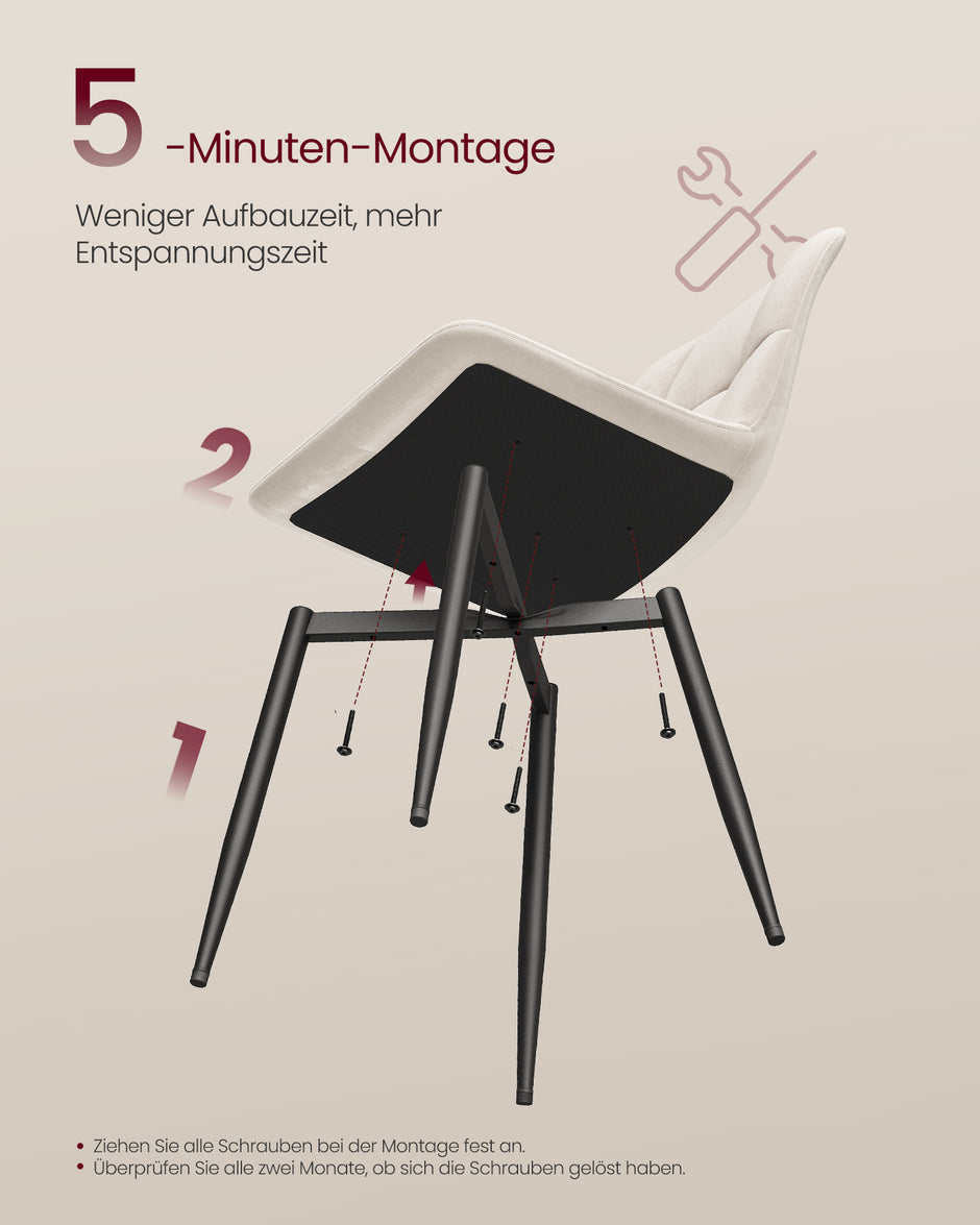 Eetkamerstoelen – Set van 2 – Fluweel – Metalen Poten – Greige