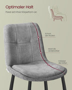 Matsalstol 2 stycken - dubbel kudde - duvagrå - set