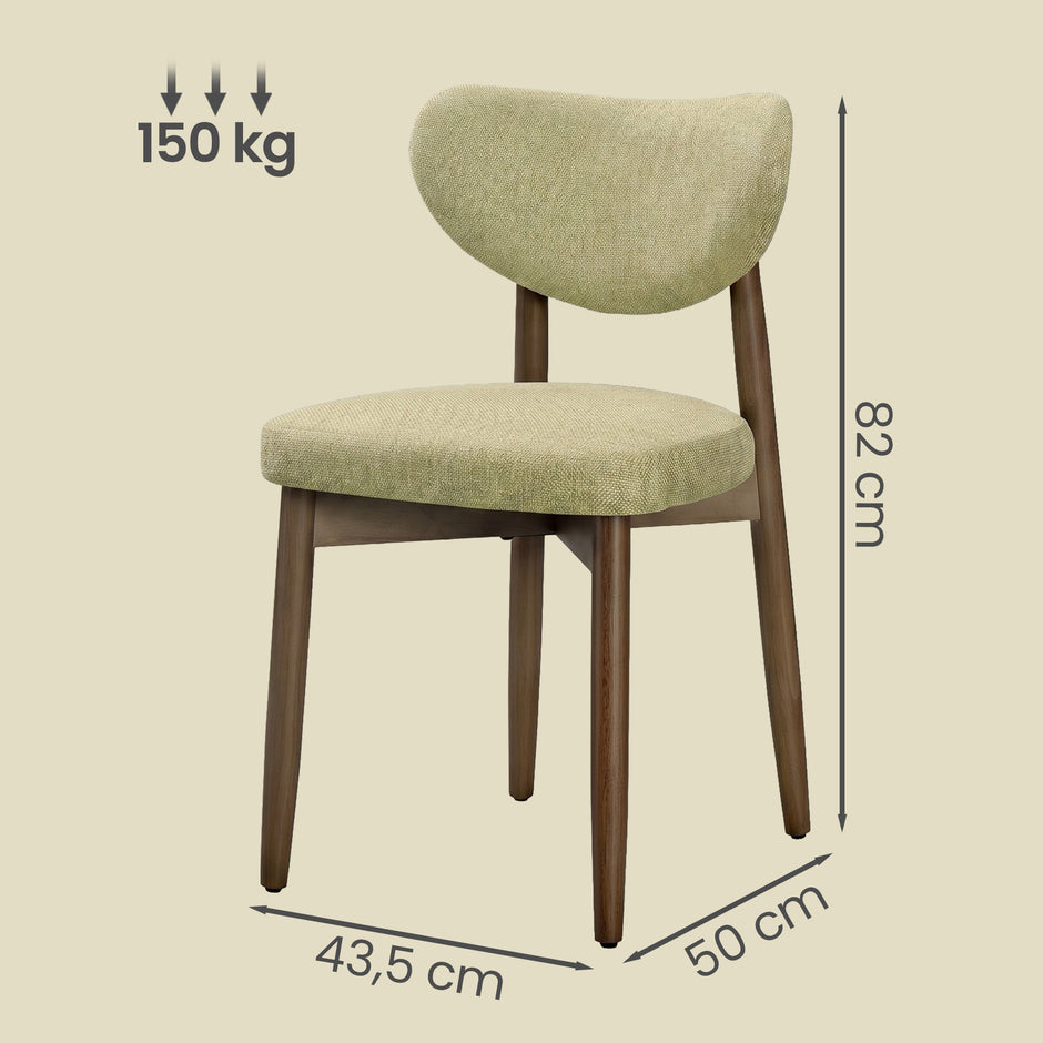 Eetkamerstoelen - Set van 2 - Ergonomische Rugleuning - Massief Hout - Groen
