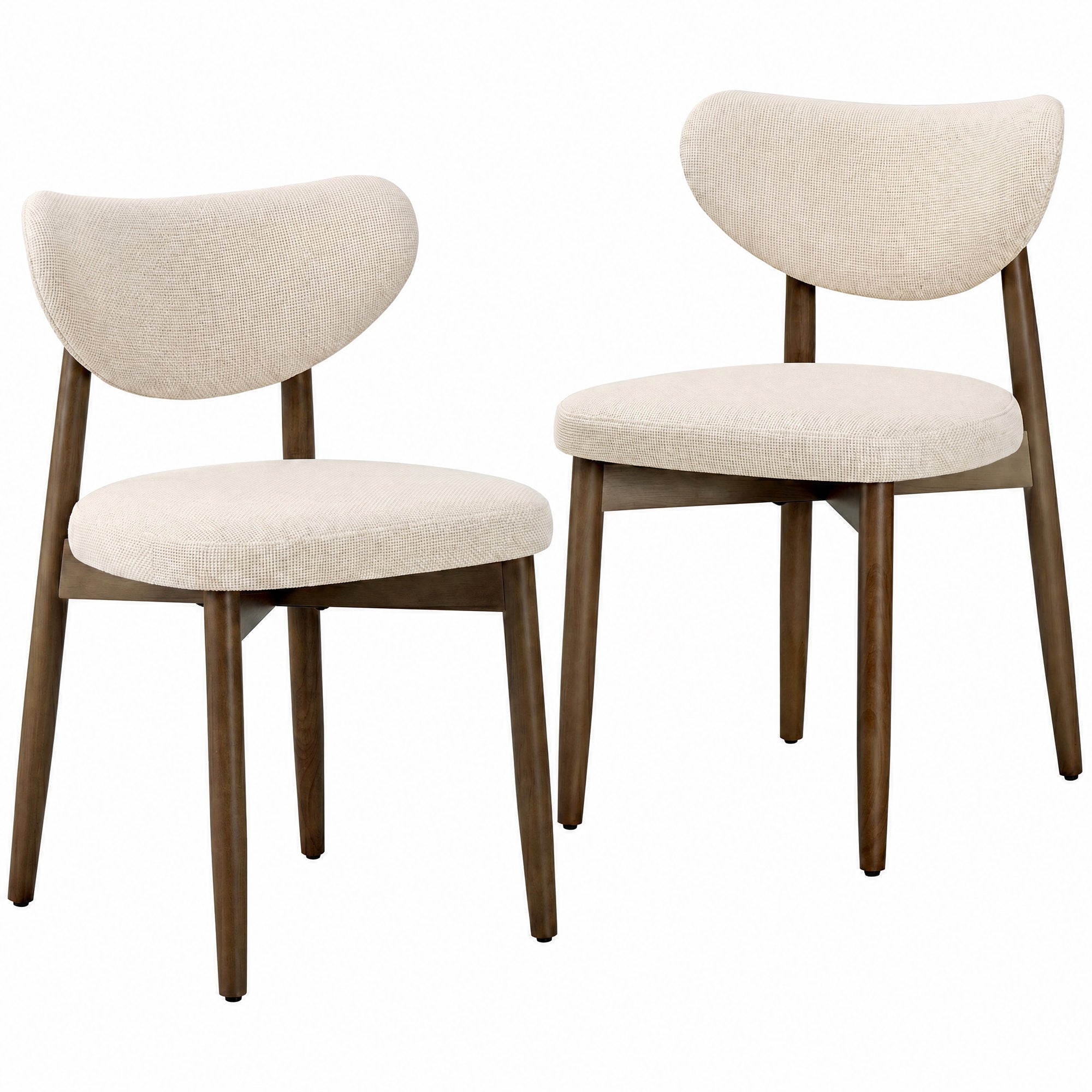 Eetkamerstoelen - Set van 2 - Ergonomische Rugleuning - Massief Hout - Beige
