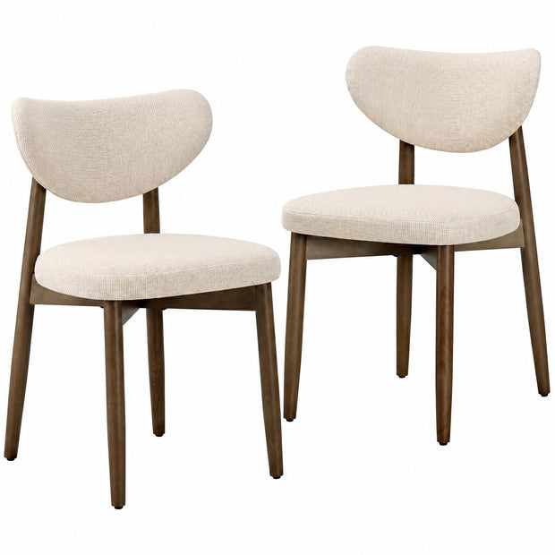 Eetkamerstoelen - Set van 2 - Ergonomische Rugleuning - Massief Hout - Beige