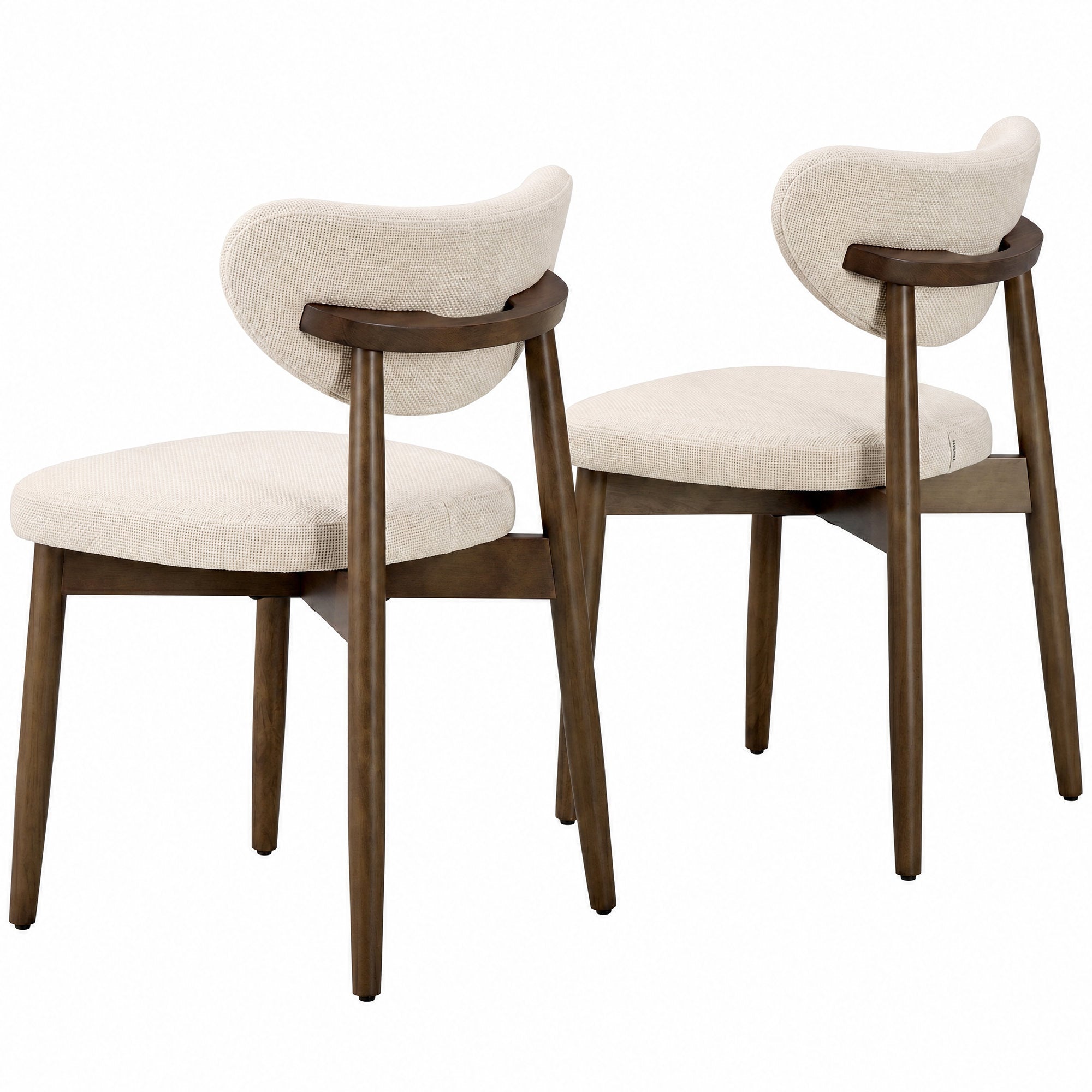 Eetkamerstoelen - Set van 2 - Ergonomische Rugleuning - Massief Hout - Beige