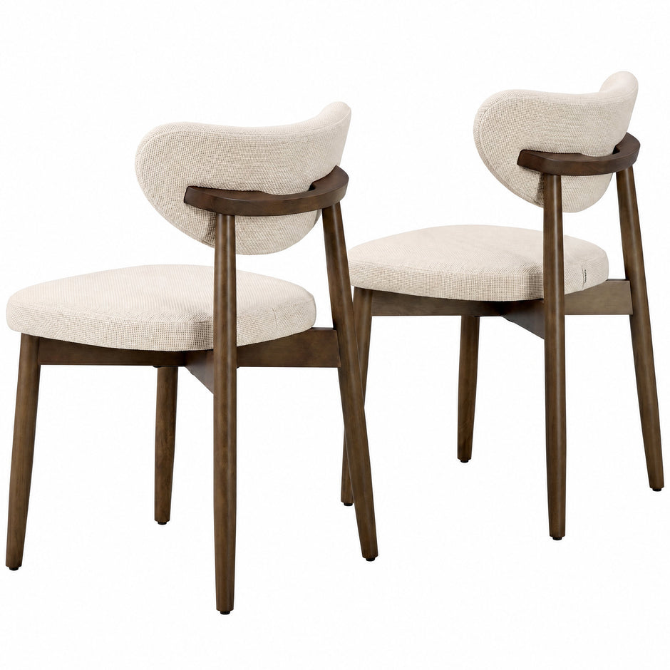Eetkamerstoelen - Set van 2 - Ergonomische Rugleuning - Massief Hout - Beige