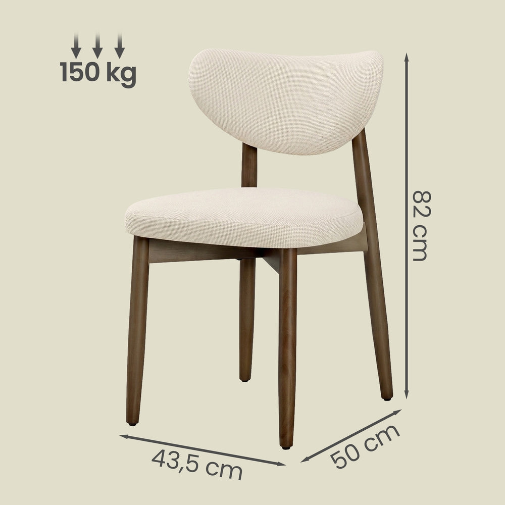 Eetkamerstoelen - Set van 4 - Ergonomische Rugleuning - Massief Hout - Beige