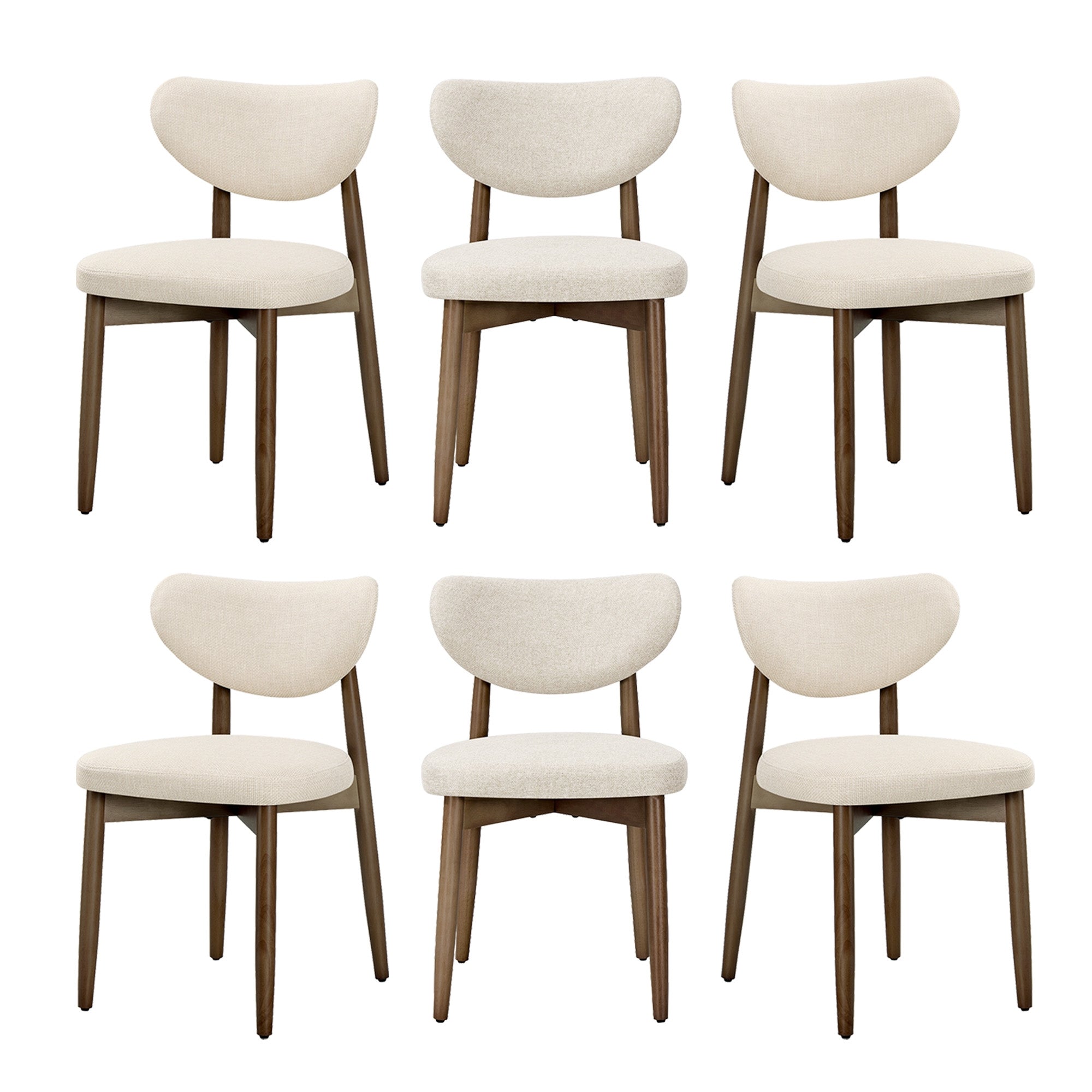 Eetkamerstoelen - Set van 6 - Ergonomische Rugleuning - Massief Hout - Beige