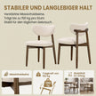 Eetkamerstoelen - Set van 2 - Ergonomische Rugleuning - Massief Hout - Beige