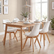 Eetkamerstoel - 2-Delige Set met Massief Houten Poten - Wit, naturel hout - 46,5 x 57 x 79 cm