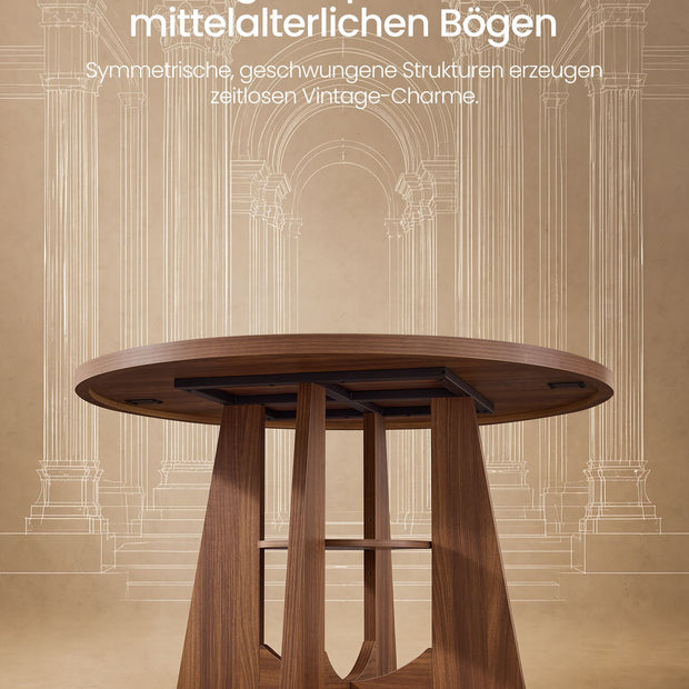 Ronde Eettafel – Ø 120 cm – Met Onderplank – 4-6 Personen – Kastanjebruin