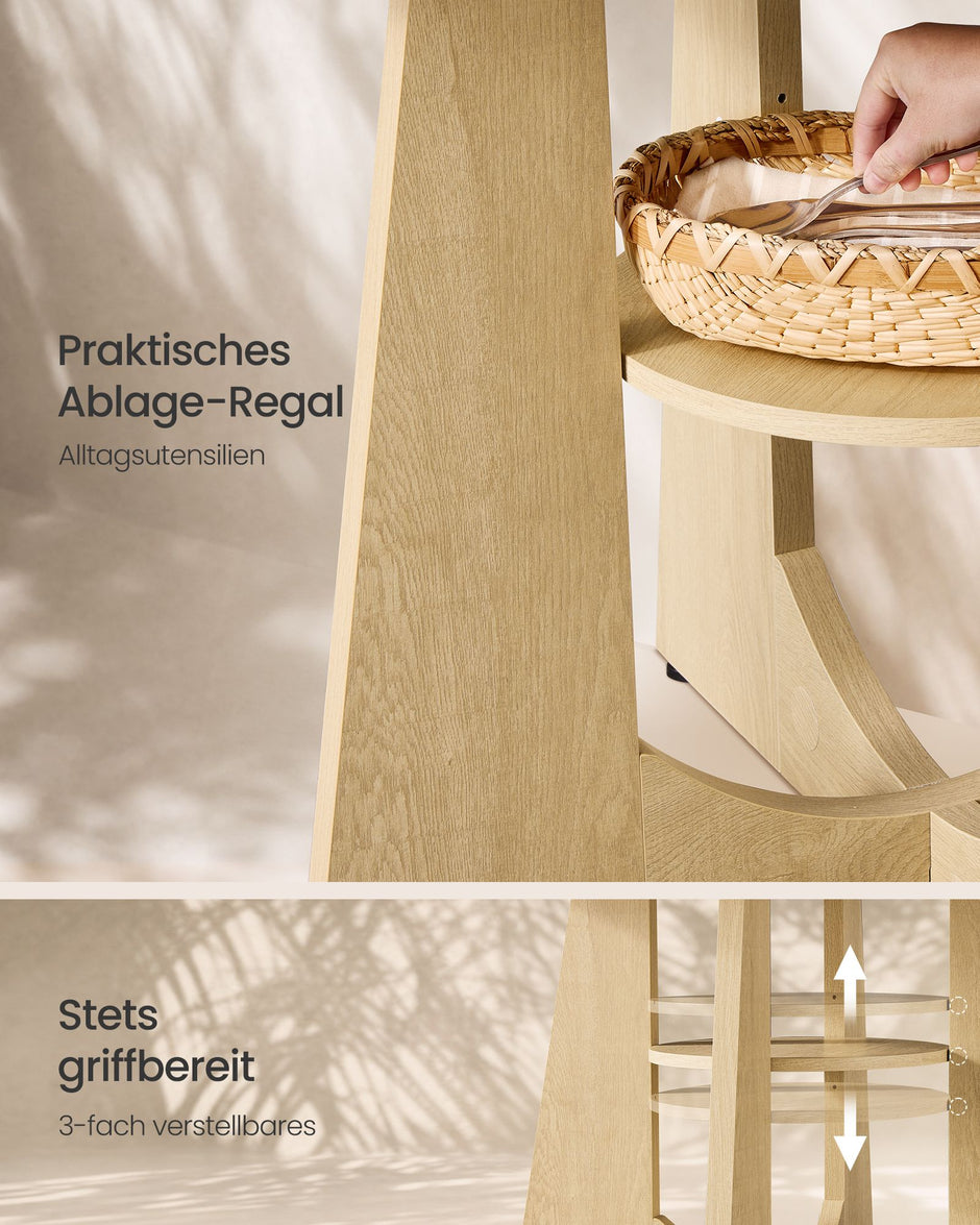 Ronde Eettafel – Ø 120 cm – Met Onderplank – 4-6 Personen – Eikenbeige