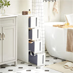 Nisrek - smal vagn - med 4 lådor - utdragbara - på hjul - vit