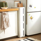 Nisrek - smal vagn - med 4 lådor - utdragbara - på hjul - vit