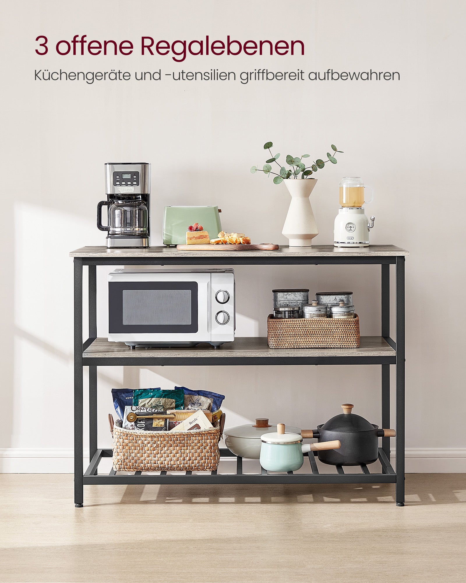 KitchenPlank - 3 nivåer - 60 × 120 × 90 cm - Industriell design