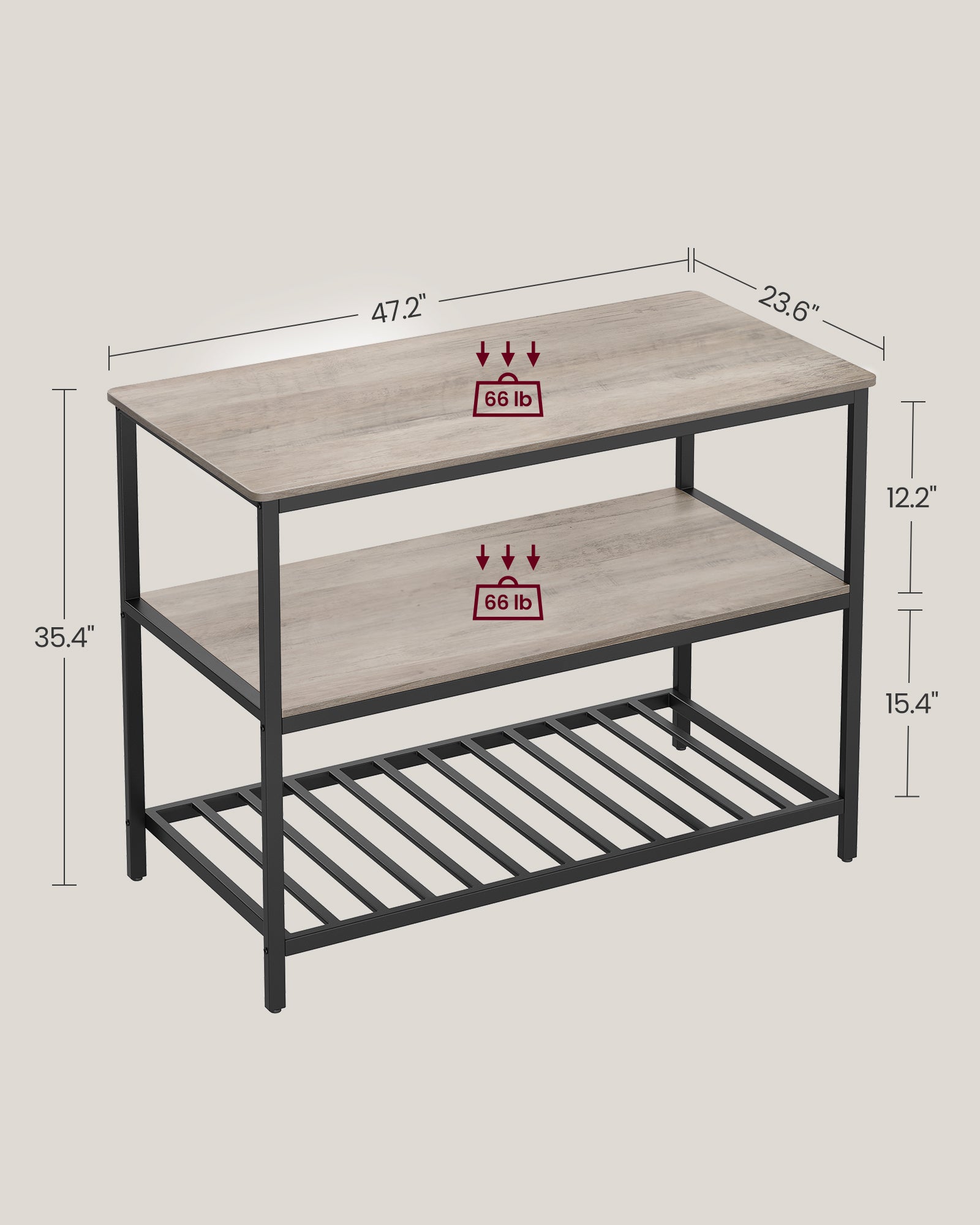 KitchenPlank - 3 nivåer - 60 × 120 × 90 cm - Industriell design