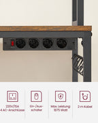 Kökshylla-med uttag och rutnätplatta-vintage brun-svart