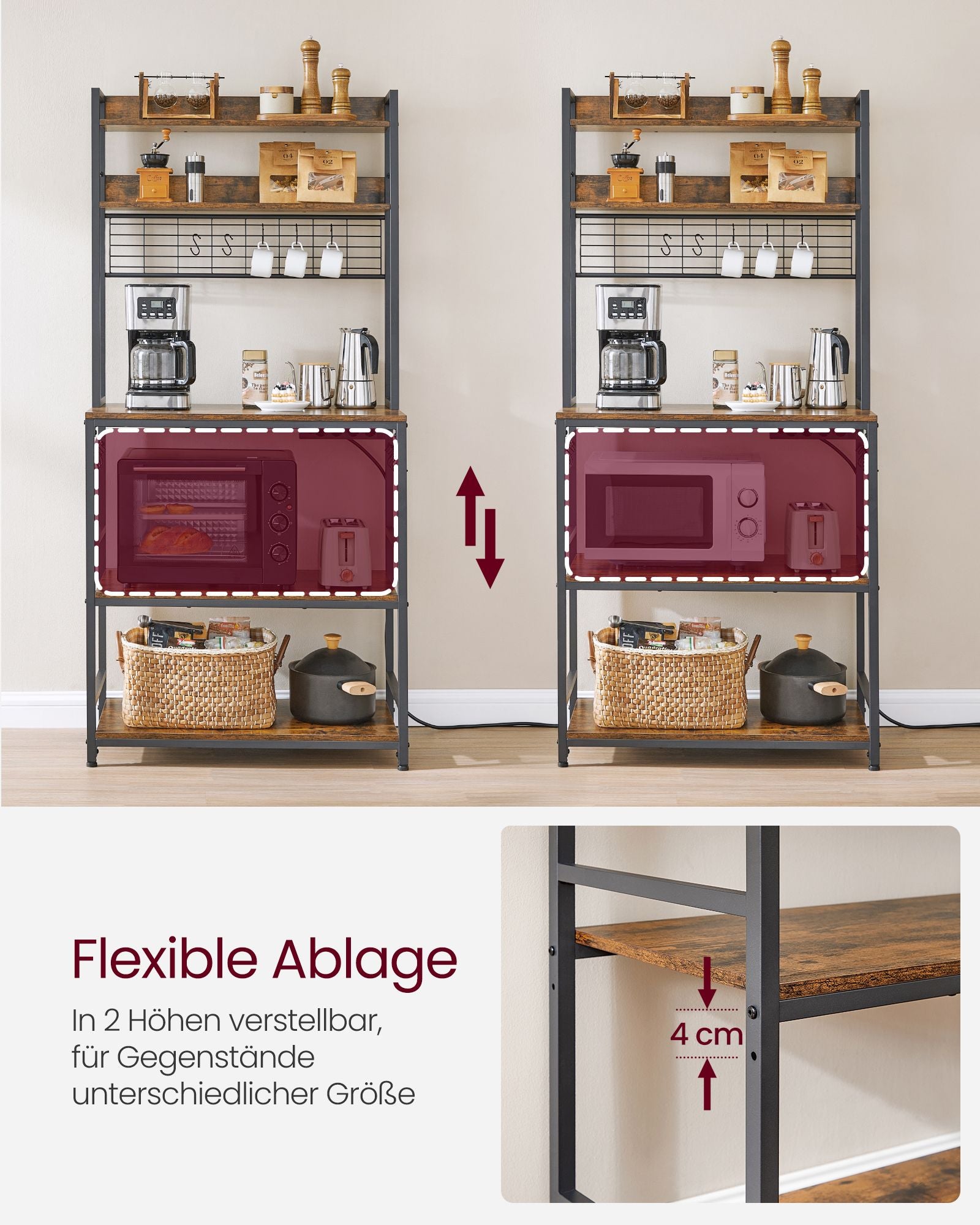 Kökshylla-med uttag och rutnätplatta-vintage brun-svart