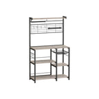 Kökshylla med magnetremsa för knivar och 12 krokar-vintage brun-svart