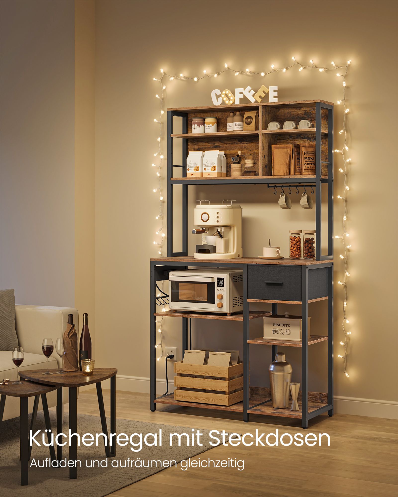 Kökshylla med uttag och tyglådor - 40 x 100 x 180,4 cm