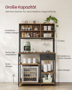 KitchenPlank - med uttag och justerbara hyllor - Vintage Brown & Ink -zwart