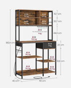 KitchenPlank - med uttag och justerbara hyllor - Vintage Brown & Ink -zwart
