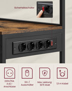 Köksställ - Standing Rack - Med Socket - Flera hyllor - Metal Frame - Brown