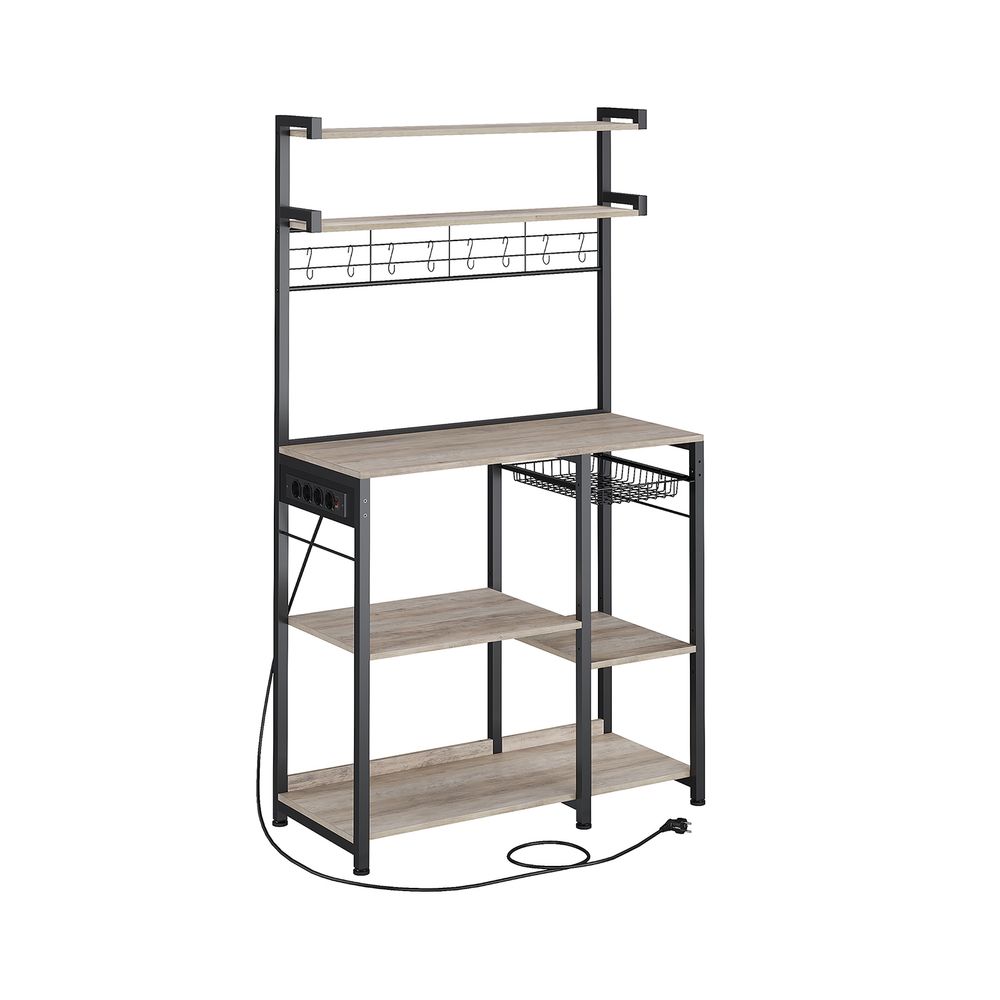 Köksställ - Standing Rack - Med Socket - Flera hyllor - Metal Frame - Brown