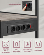 Köksställ - Standing Rack - Med Socket - Flera hyllor - Metal Frame - Brown
